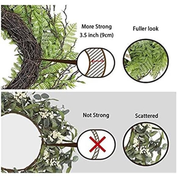 Preserved Boxwood Fall Outdoor Wreath 14", Welcome Sign, Farmhouse Fall Wreath - Picture 5 of 7